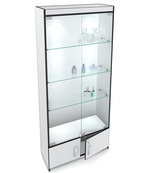 витрина-торговая-с-замками-задняя-стенка-ДВПо-200х85х30см-цвет-белый-S6DW