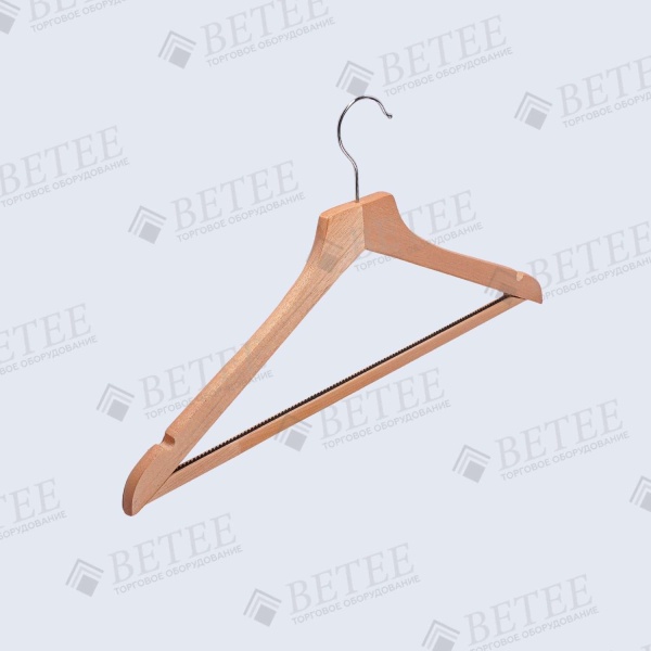 вешалка-деревянная-для-одежды-с-перекладиной-L450мм-светлое-дерево-WS010
