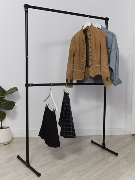 вешалка-напольная-два-яруса-рейл-для-одежды-черная-SMR010