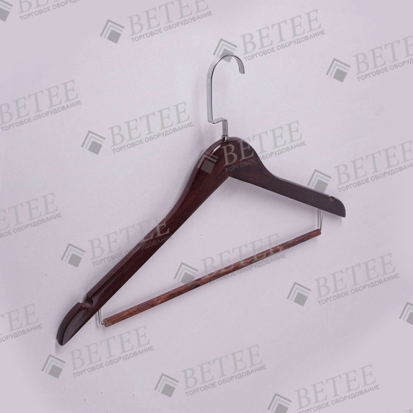 вешалка-для-одежды-деревянная-с-перекладиной-440мм-цвет-темное-дерево-А38