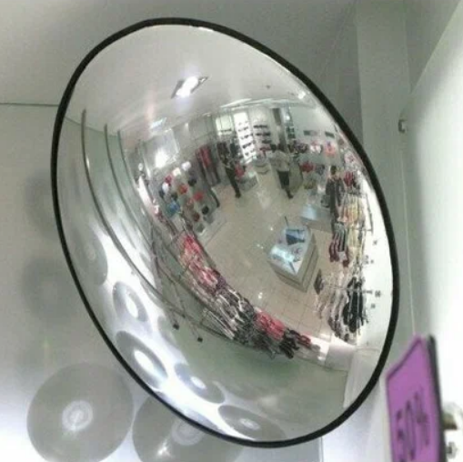 зеркало-обзорное-противокражное-D 300мм-цвет-обода-черный-CMU30_02