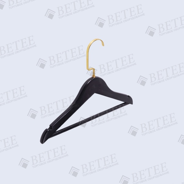 veshalka-detskaya-derevyannaya-chernaya-s-perekladinoj-320mm-s-zolotym-kryuchkom-3206-z