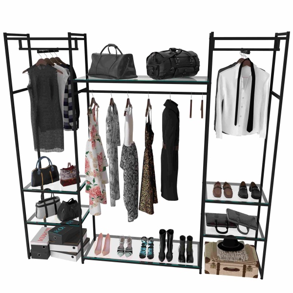 stellazh-metallicheskij-dlya-odezhdy-v-stile-loft-220x233x45sm-s-prozrachnymi-polkami