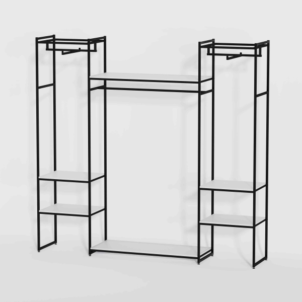 stellazh-metallicheskij-dlya-odezhdy-v-stile-loft-220x233x45sm-s-belymi-polkami-ldsp