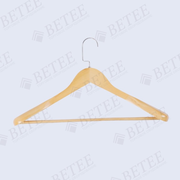 деревянная-вешалка-плечики-объемная-длина440мм-светлое-дерево-крючок-плоский-хром-C305D_02