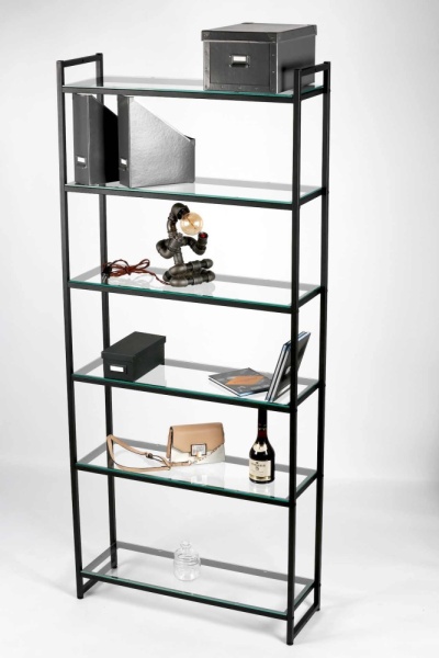 книжный-стеллаж-лофт-со-стеклянными-полками-205x89x30см-ПС2009Ч_01