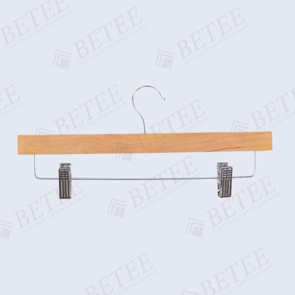 veshalka-s-zazhimami-derevyannaya-355mm-cvet-svetloe-derevo-zazhimy-i-kryuchok-hrom-02