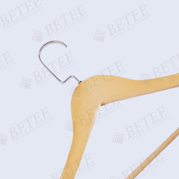 деревянная-вешалка-плечики-объемная-длина440мм-светлое-дерево-крючок-плоский-хром-C305D_01
