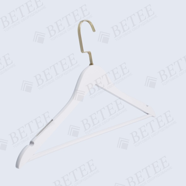 plechiki-dlya-odezhdy-iz-dereva-s-perekladinoj-450mm-cvet-veshalki-belyj-cvet-kryuchka-zoloto_02